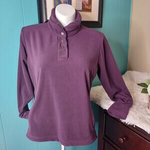 Butter Fleece Mock Neck Shell Button Super Soft Warm Pullover Ourdoor Sweater L
